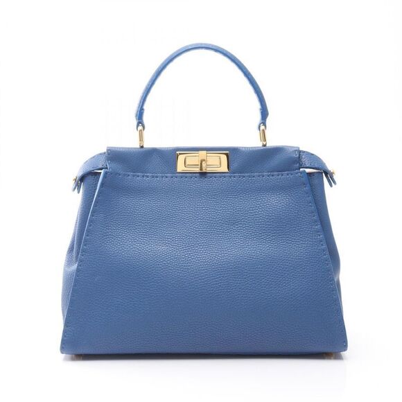 Fendi Handbags - Fendi Handbag Peekaboo Regular Blue Leather Selleria Peekaboo Regular Ladies